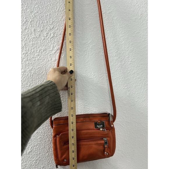 TIGNANELLO Orange Pebbled Leather Crossbody Shoulder Organizer - Picture 4 of 11
